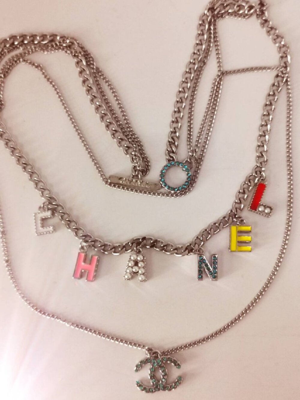 Pre-owned CHANEL Women's Letter Necklace Fashion Colorful Double Layer Choker